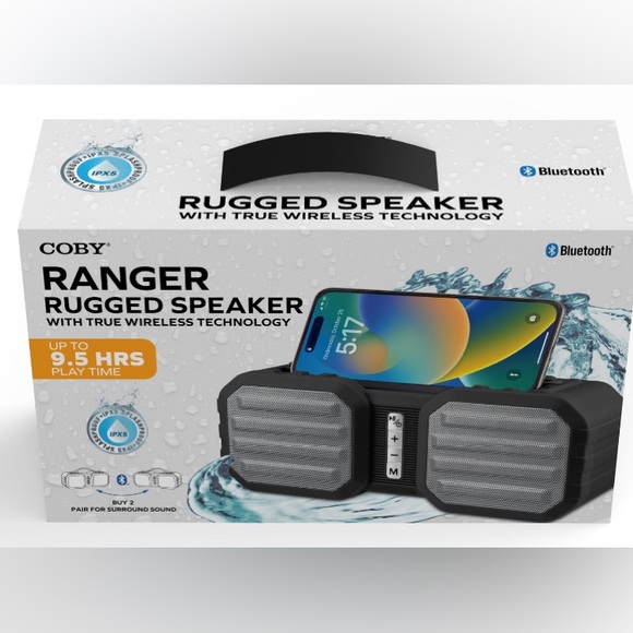 Coby Ranger Rugged Bluetooth 5.0 Indoor Outdoor Speaker -Music and Call Controls - Picture 1 of 6